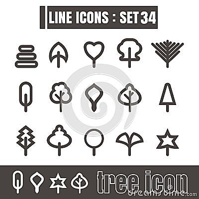 Icons set tree line black Modern Style design elements Geometry Vector Illustration