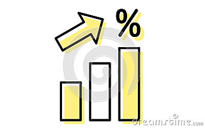 Icons showing interest rates and yield increases, simple line drawing illustrations Cartoon Illustration