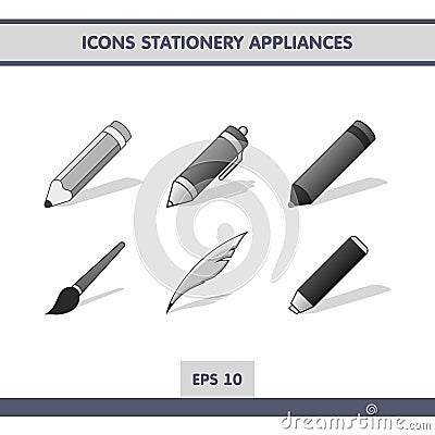 Icons stationery appliances Vector Illustration