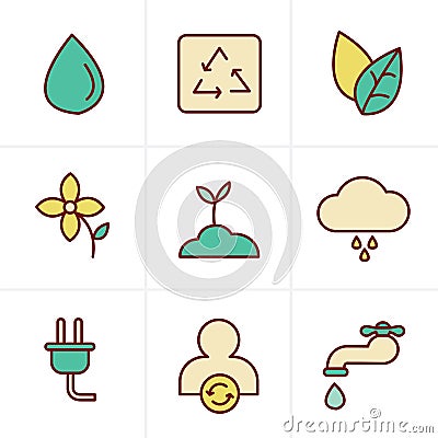 Icons Style Eco icons Vector Illustration