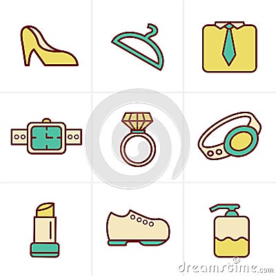 Icons Style Fashion Icons Set, Vector Design Vector Illustration