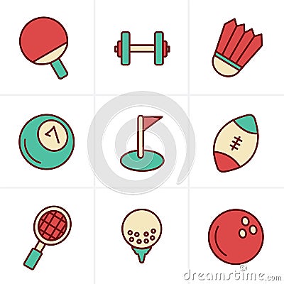 Icons Style Sport icons Set Vector Illustration