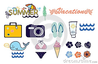 Icons summer vacation Vector Illustration