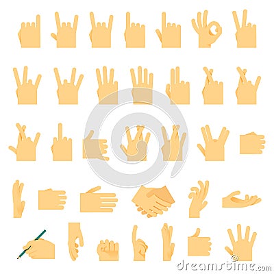 Icons and symbols, hands wrist, gestures signals signs Vector Illustration