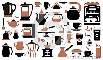 Icons of tea and coffee Vector Illustration