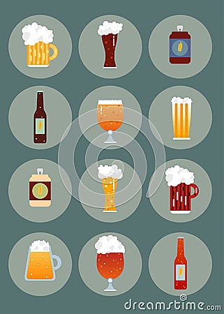 Icons on the theme beer Cartoon Illustration