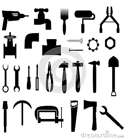 Icons with tools Vector Illustration