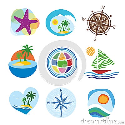 Icons for the travel and tourism Vector Illustration