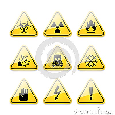 Icons warning signs of danger Vector Illustration