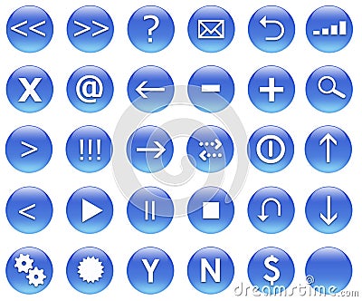 Icons For Web Actions Set Blue Stock Photo
