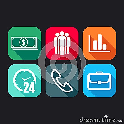 Icons for web and mobile applications with business signs Stock Photo