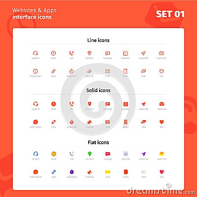 Icons for website and application interface. Vector Illustration