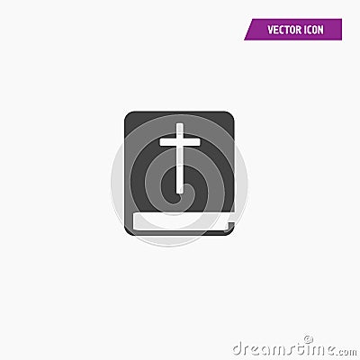 Black holy Bible icon, white chtistianity cross Vector Illustration