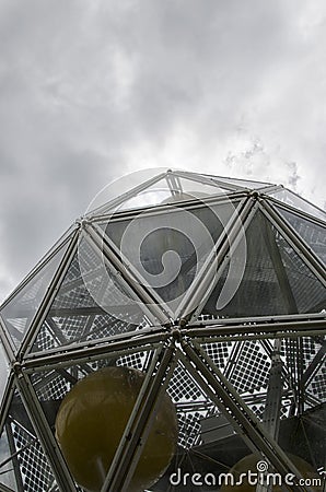 Icosahedron figure with photovoltaic cells Stock Photo