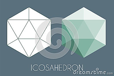 Icosahedron Platonic solid. Sacred geometry vector illustration Vector Illustration