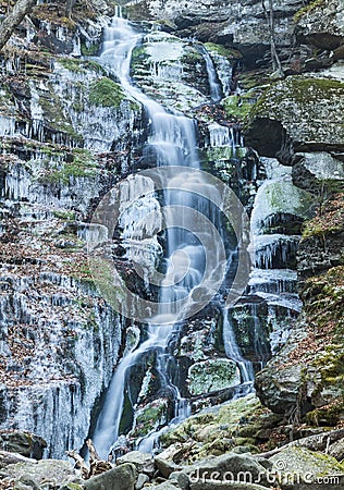 Icy Blue Falls in Peekamoose Gorge Stock Photo