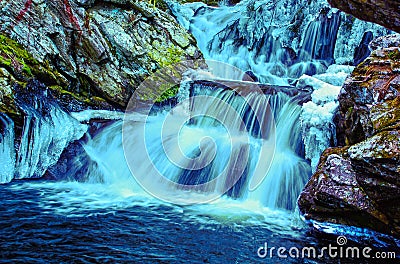 Icy Blue Waterfall Stock Photo