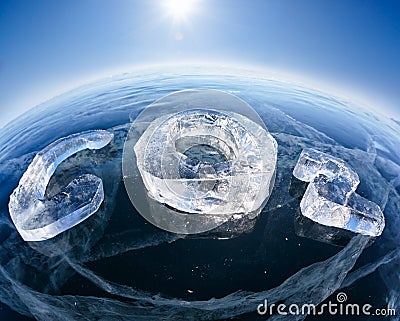 Icy chemical formula of carbon dioxide CO2 Stock Photo