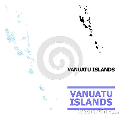 Icy Collage Map of Vanuatu Islands of Snow Vector Illustration