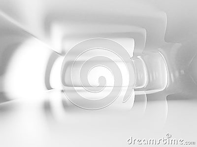 Icy corridor, reflection, interior, pillar, white Stock Photo