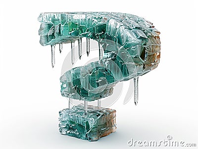 Icy frozen question mark on a light background Stock Photo