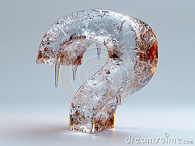 Icy frozen question mark on a light background Stock Photo