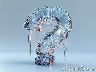 Icy frozen question mark on a light background Stock Photo