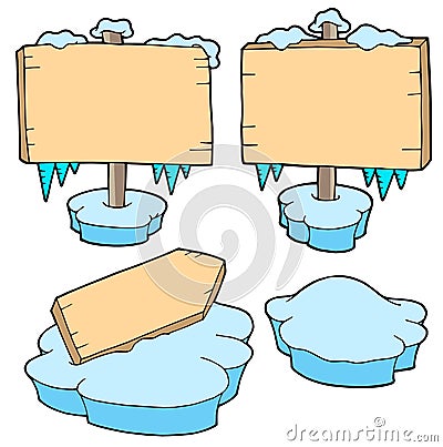 Icy wooden signs Vector Illustration