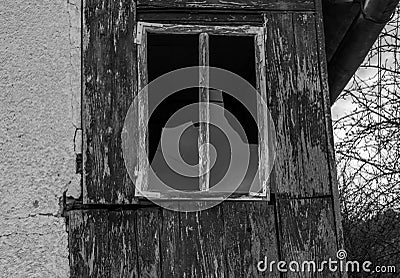 Icycles on a cold winter day eith barn in behind Stock Photo