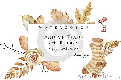 Hand drawn watercolor vector illustration. Abstract autumn background. Forest design elements Cartoon Illustration