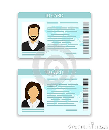 ID card. Card for men and for women Stock Photo