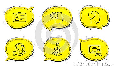 Id card, Friend and Income money icons set. Writer sign. Human document, Love, Savings. Copyrighter. Vector Vector Illustration