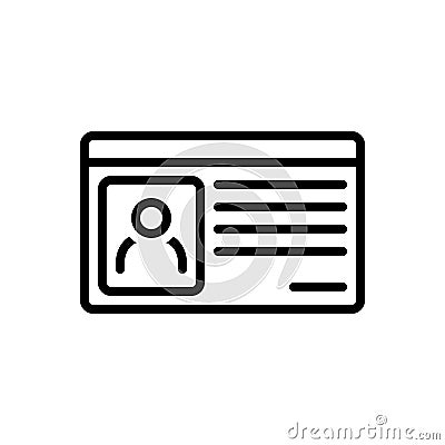 Black line icon for Id Card, identification and access Vector Illustration