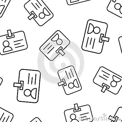 Id card icon seamless pattern background. Identity badge vector illustration. Access cardholder people symbol pattern Vector Illustration