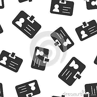 Id card icon seamless pattern background. Identity badge vector illustration. Access cardholder people symbol pattern Vector Illustration
