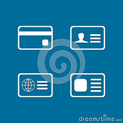 Id card outline icon. line style sign for mobile concept and web design on blue background. Identification card simple line vector Cartoon Illustration