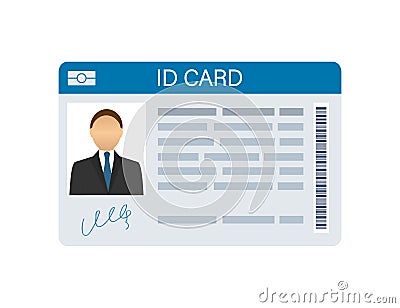 ID Card on white background. Flat design style. Vector illustration Vector Illustration