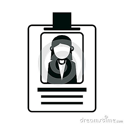 Id card worker office supply stationery work linear style icon Vector Illustration