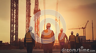 Generative AI Civil engineer and safety officer inspection construction worker Stock Photo