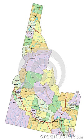 Idaho - detailed editable political map with labeling. Vector Illustration