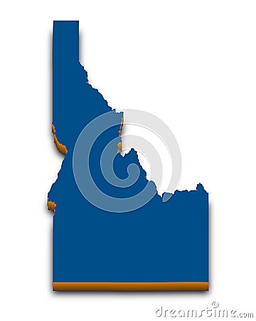 Idaho 3D map. Detailed 3d map with dropped shadow. Blue isometric silhouette. Vector illustration. Template for design. Vector Illustration