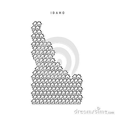 Idaho real estate property map. Icons of houses in the shape of a map of Idaho. Vector illustration Cartoon Illustration