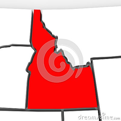 Idaho Red Abstract 3D State Map United States America Stock Photo