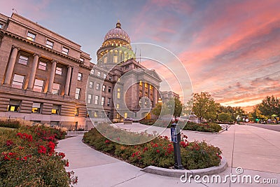 Idaho State Capitol building at dawn in Boise, Idaho Stock Photo