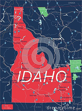 Idaho state detailed editable map Vector Illustration