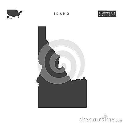 Idaho US State Vector Map Isolated on White Background. High-Detailed Black Silhouette Map of Idaho Vector Illustration