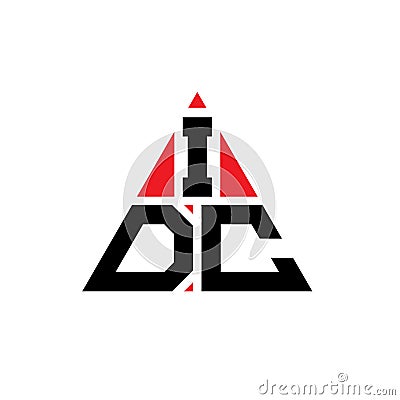 IDC triangle letter logo design with triangle shape. IDC triangle logo design monogram. IDC triangle vector logo template with red Vector Illustration