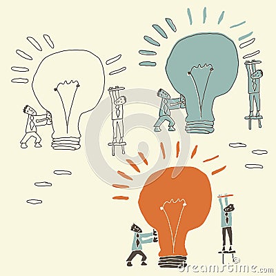 Of idea being created as a result of teamwork Vector Illustration