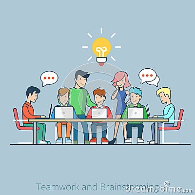 Idea brainstorming creative team flat vector infog Vector Illustration