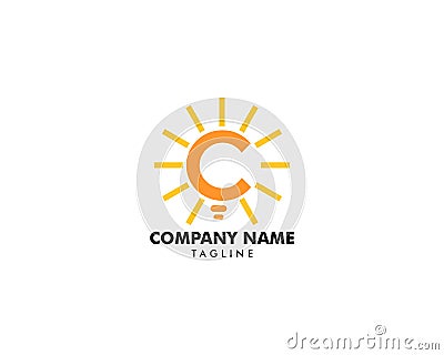 Idea bulb light letter C design logo Vector Illustration